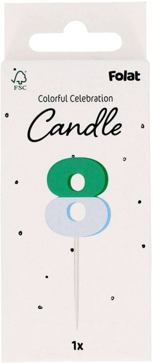 Свещ за рожден ден Folat Stripetastic - Цифра 8