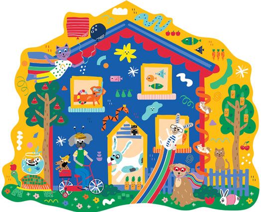 Пъзел Floss & Rock, Pets - Къща за домашни любимци, 80 части