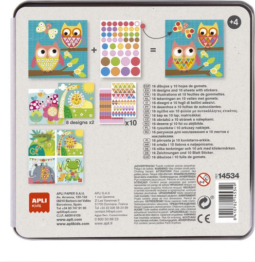 Игра със стикери Apli Kids - Слон, в метална кутия