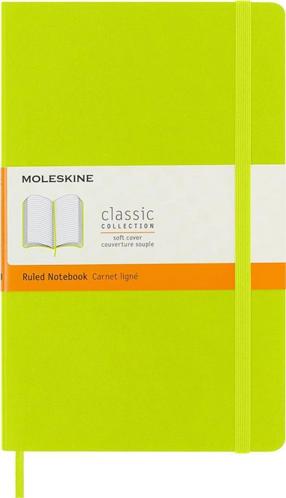 Класически тефтер Moleskine Classic Lemon Green с меки корици и линирани страници