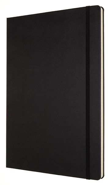Черен тефтер Moleskine Classic Black в размер A4 с твърди корици и листа на широки редове