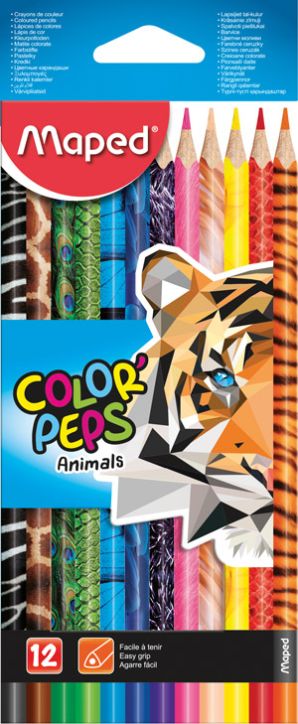 Цветни моливи Maped Color'Peps Animals, 12 цвята