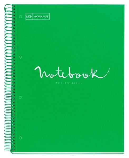 Тетрадка Miquelrius Emotions А4 със спирала, 80 листа на малки квадратчета, зелена