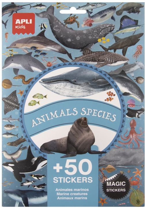 Комплект стикери Apli Kids - Животните в океана, 50 бр.