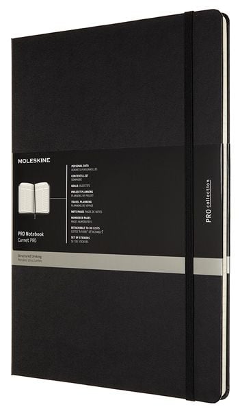 Черен тефтер Moleskine Pro Collection A4 Black с твърди корици