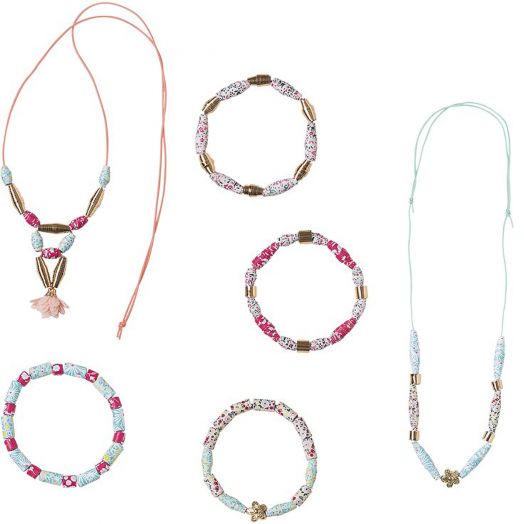 Творчески комплект Janod - Направи 6 бижута от хартиени мъниста