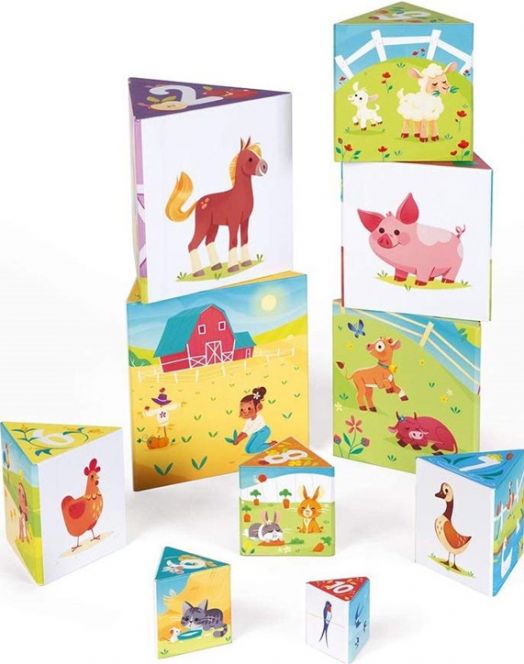 Детски кубчета Janod - Животни във фермата