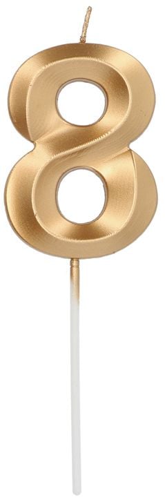 Свещ за рожден ден Folat - Цифра 8, златист металик