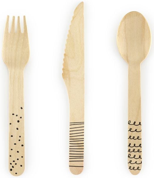 Дървени прибори PartyDeco, 18 бр.