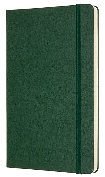 Джобен лавровозелен тефтер Moleskine Classic Myrtle Green с твърди корици и листа на широки редове