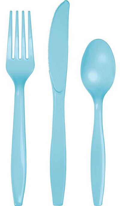 Пластмасови прибори Creative Party - Пастелно синьо, 24 бр.