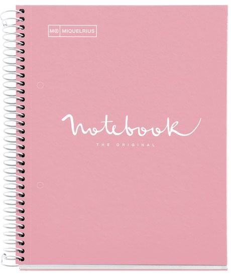 Тетрадка Miquelrius Emotions A5 със спирала, 80 листа на малки квадратчета, розова