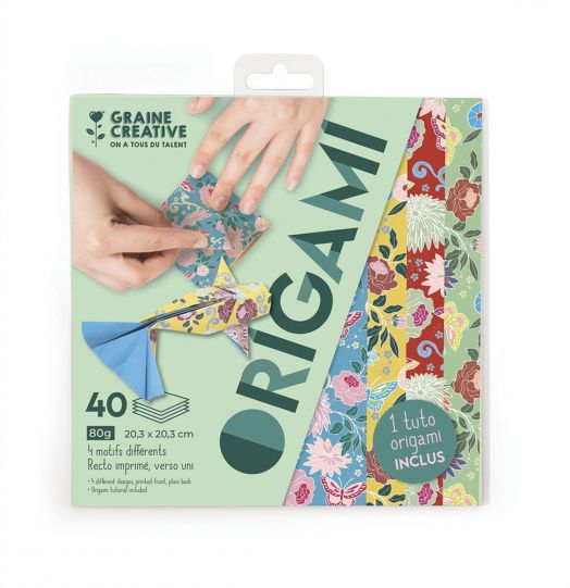 Хартия за оригами Graine Creative в ярки цветове, 40 листа