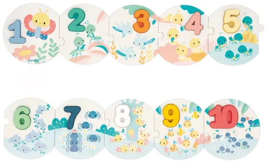 Дървен образователен пъзел Janod - Моят първи пъзел с числа