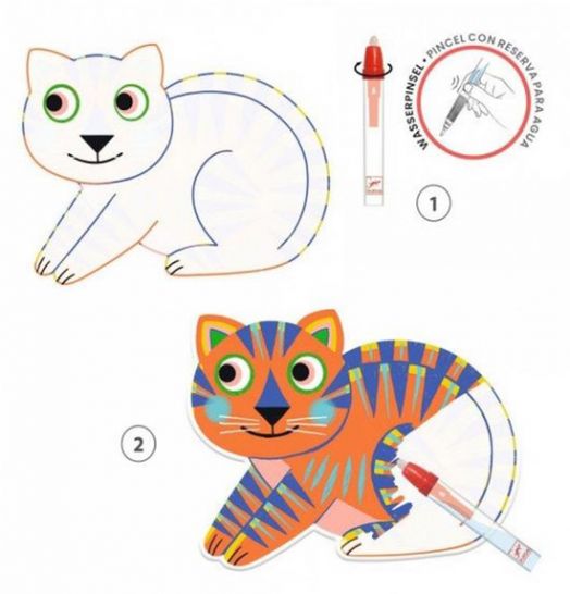 Комплект за оцветяване с вода Djeco - Animalo-Ma