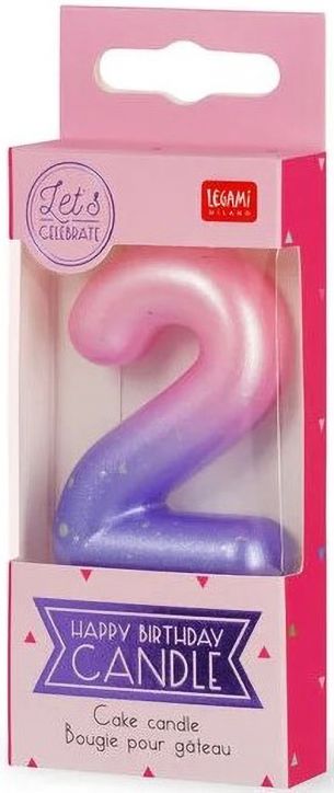 Свещ за рожден ден Legami - Цифра 2, розова
