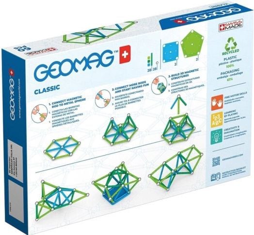 Магнитен конструктор Geomag - Classic Recycled, 60 части
