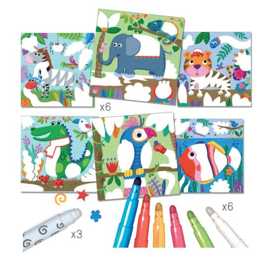 Карти за оцветяване с магически маркери - Животни