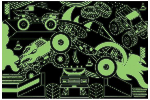 Детски светещ пъзел Mudpuppy: Чудовищни камиони, 100 части