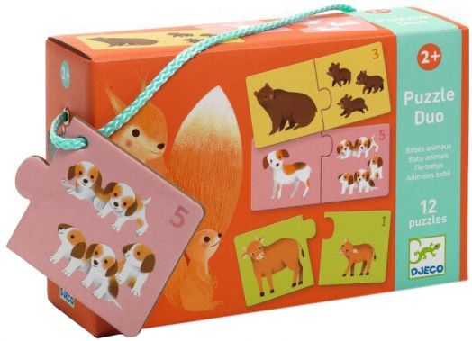 Детски пъзел Djeco Duo: Бебета животни
