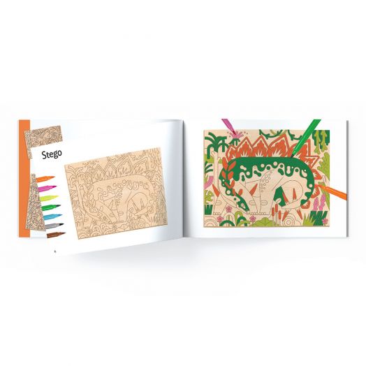 Творчески комплект Djeco - Оцветяване върху дърво динозаври