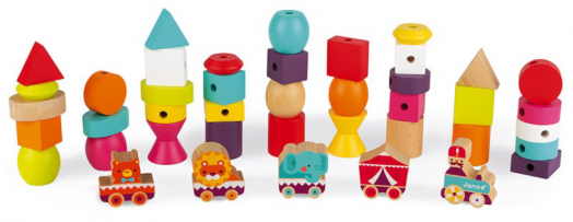 Дървена игра за нанизване Janod - Цирк