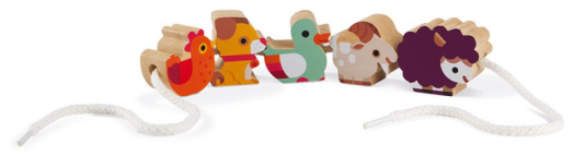 Дървена игра за нанизване Janod - Ферма