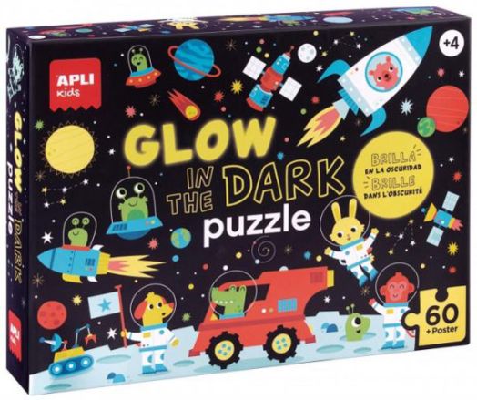 Детски светещ пъзел Apli Kids - Космос, 60 части