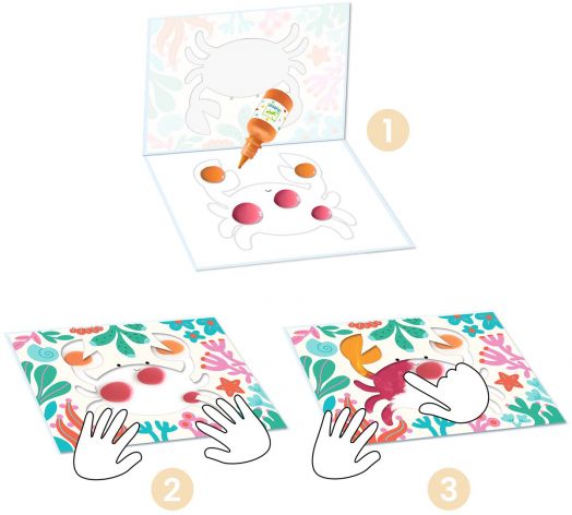 Творчески комплект Djeco - Оцветяване с пръсти великолепни животни