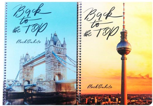 Тетрадка Black & White А5 със спирала и 3 теми, 105 листа - широки редове