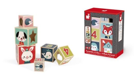 Дървени кубчета за деца Janod - Горски бебета животни