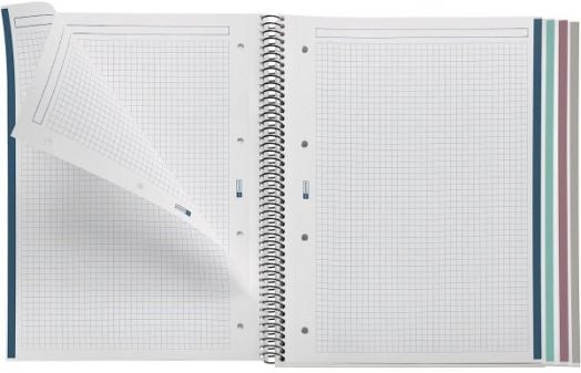 Тетрадка Miquelrius Recycled Ecolines А4 със спирала, 120 листа на малки квадратчета