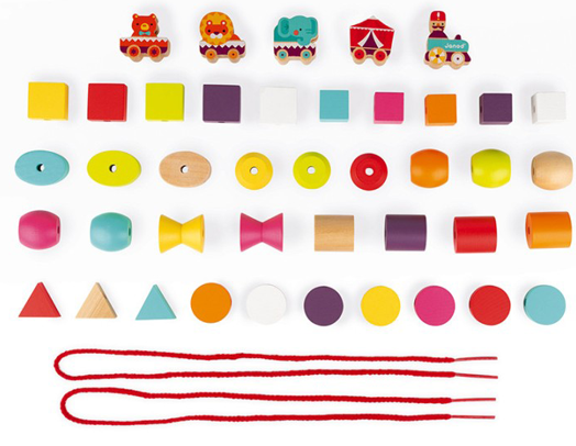 Дървена игра за нанизване Janod - Цирк