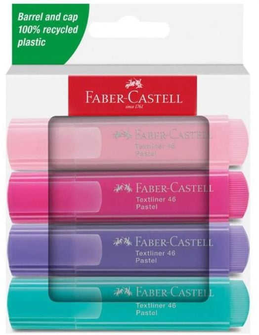 Комплект текстмаркери Faber-Castell, 4 пастелни цвята