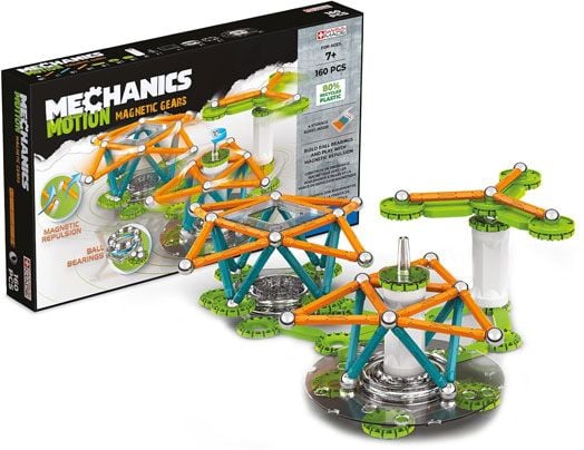 Магнитен конструктор Geomag Mechanics - Зъбни колела, 160 части