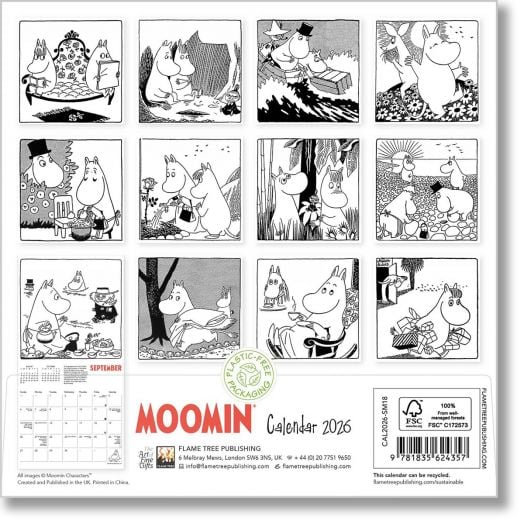 Мини стенен календар Moomin, 2026 година