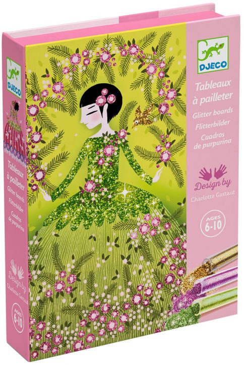 Комплект за рисуване с брокат Djeco - Блестящи рокли