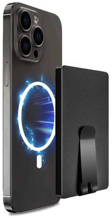 Алуминиев картодържател Valenta MagSafe Money Clip, черен