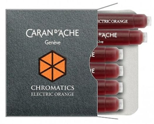 Патрончета за писалка Caran d'Ache Chromatics 6 бр. - електриково оранжево