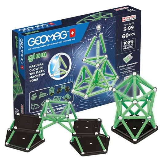 Магнитен конструктор Geomag - Glow, 60 части