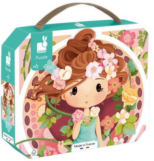 Детски пъзел в куфарче Janod - Вдъхновено от Алфонс Муха, 100 части