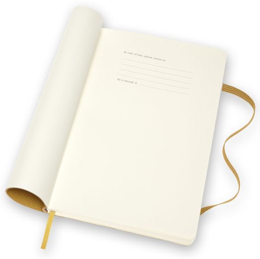 Кожен класически тефтер Moleskine Classic Leather Yellow с меки корици и листа на широки редове