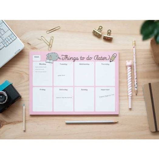 Седмичен планер - пад Pusheen The Cat - Rose, А4, 52 листа