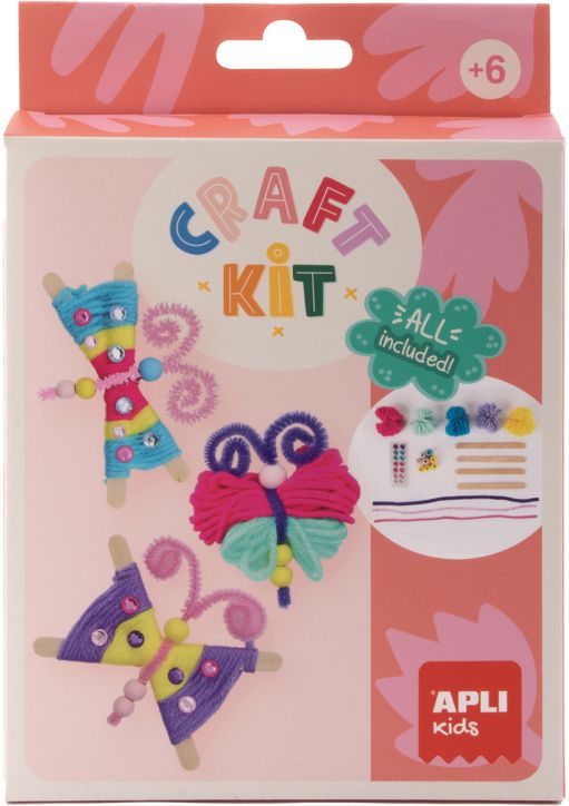 Творчески комплект Apli Kids - Направи сам пеперуди от прежда
