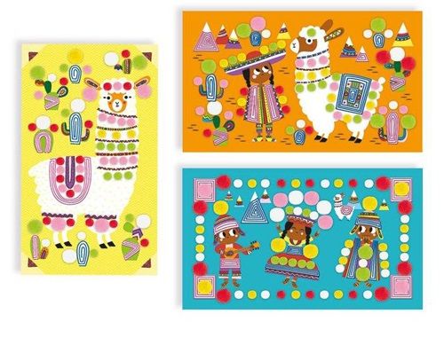 Креативен комплект с помпони Janod - Лама