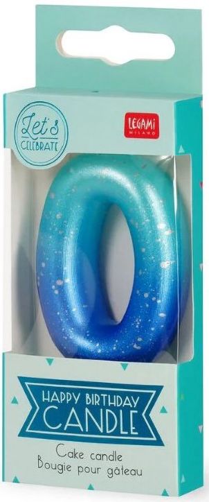 Свещ за рожден ден Legami - Цифра 0, синя
