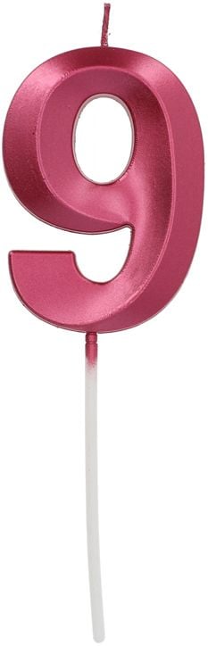 Свещ за рожден ден Folat - Цифра 9, розов металик