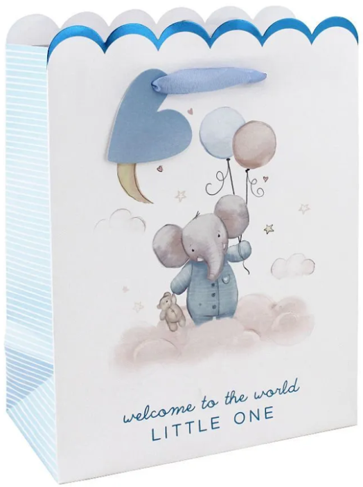 Подаръчна торбичка Eurowrap - Бебешка слон, за момче, малка