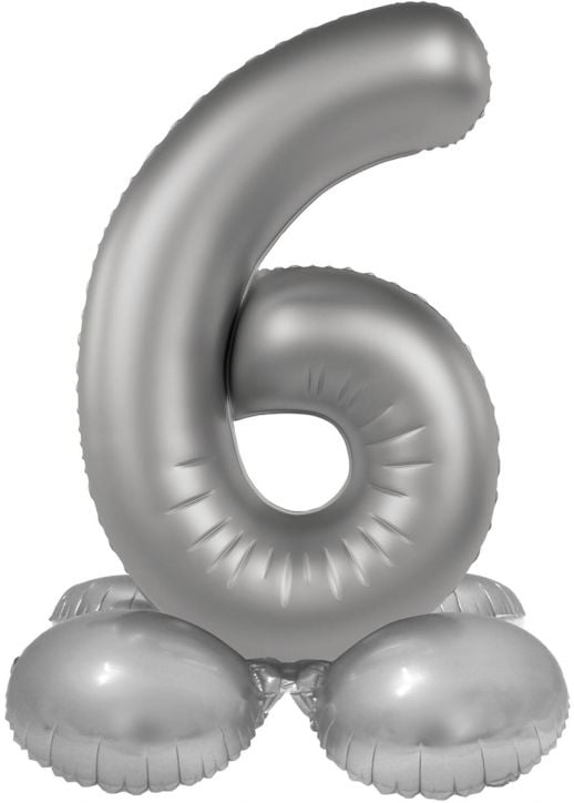 Фолиев балон Folat - Цифра 6, сребърен, матов