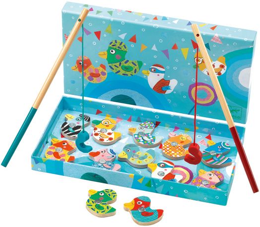 Дървени магнити Djeco - Патешки риболов